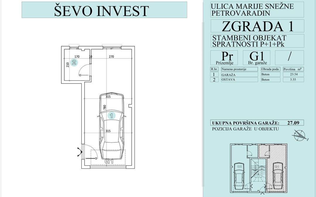 Garaža 1. 27,09m2